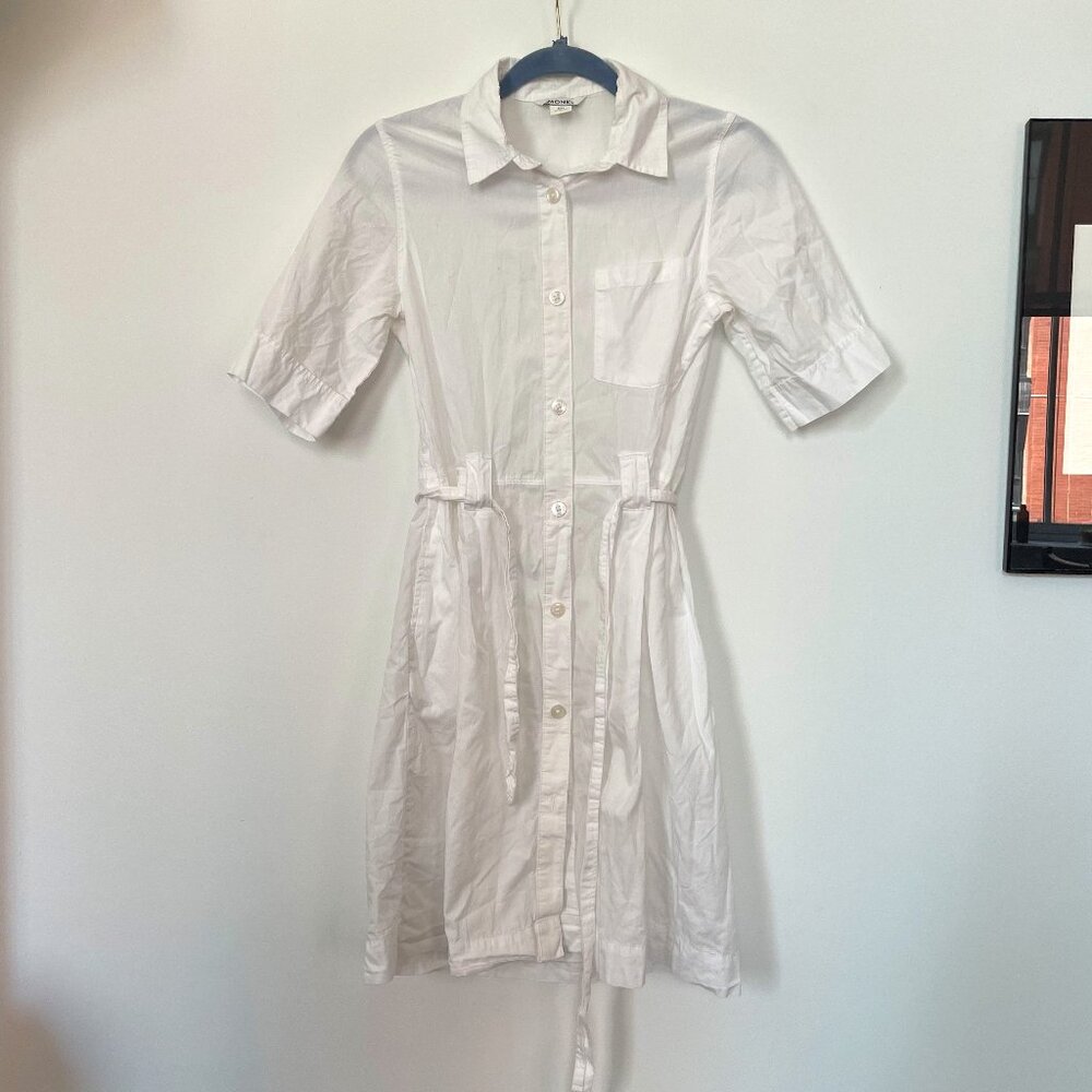 Monki belted white collared dress, size XXS